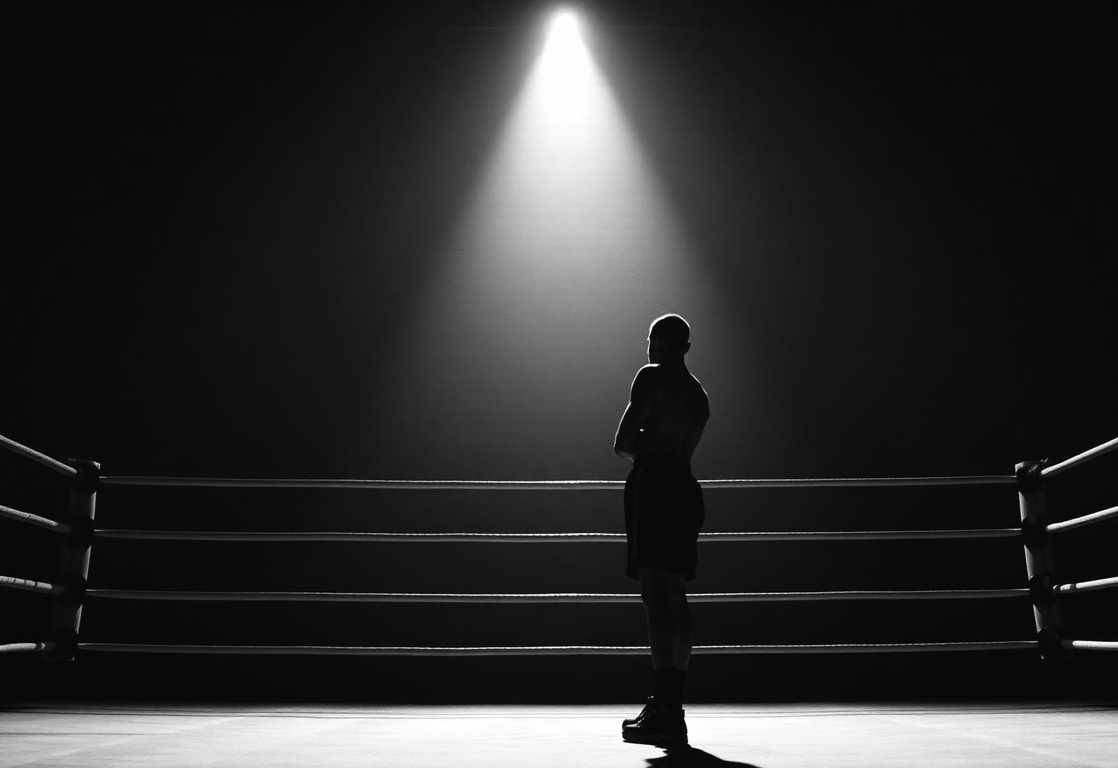 Fighter standing alone in the ring